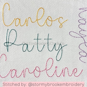 Stella Vintage Script Font .BX Machine Embroidery Font File Running Stitch Bean Stitch Vintage Style Font Floss Font