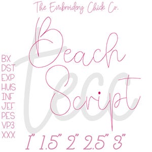 Beach Script Vintage Stickschrift: SX, PES, HUS Files