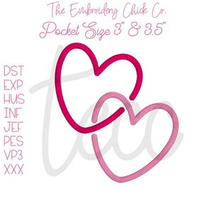 Satin Linked Hearts Pocket Size - Machine Embroidery Design