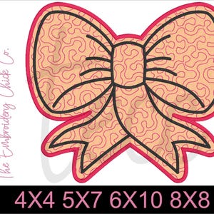 Quilted Bow Satin Applique - Machine Embroidery Design