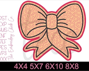Quilted Bow Satin Applique - Machine Embroidery Design