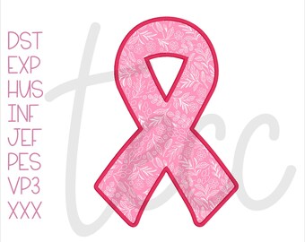 Satin Awareness Ribbon Applique: Machine Embroidery Design (Digital Download)
