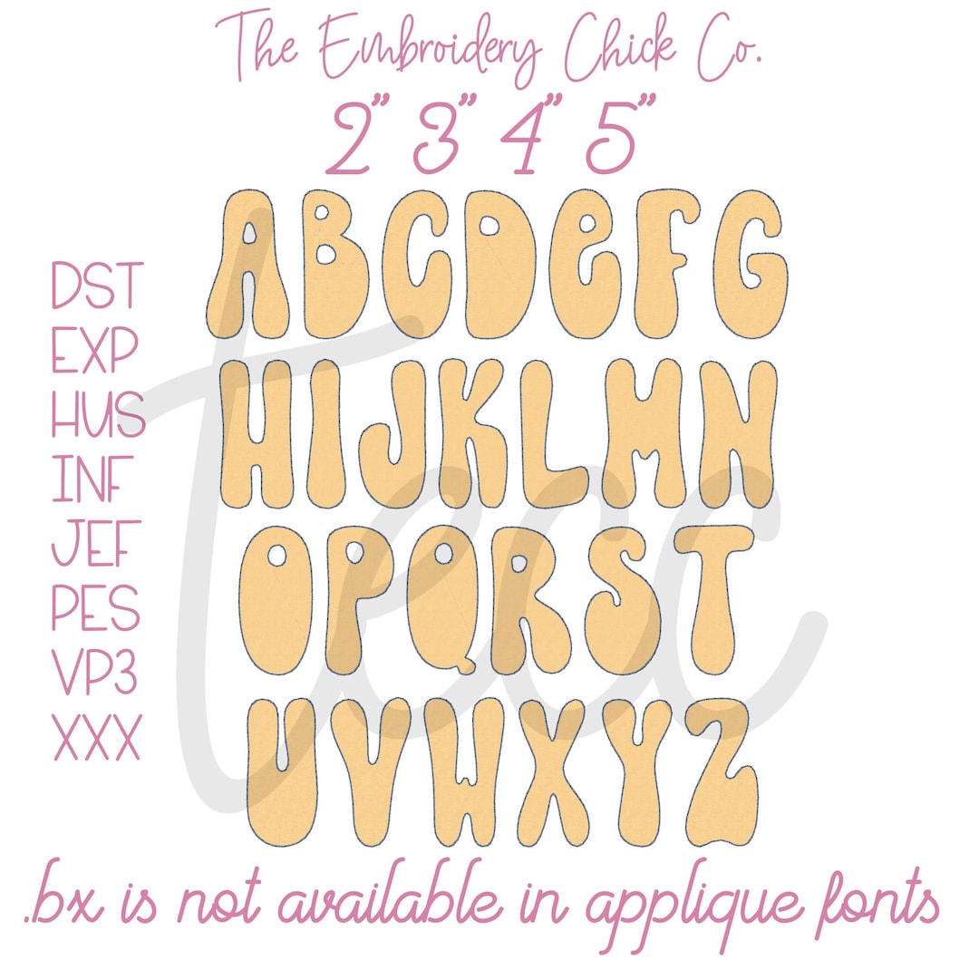 Groovy Vintage Bean Stitch Applique Font Machine Embroidery Font File ...