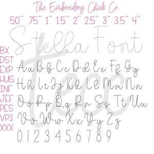 Archivo de fuente de bordado a máquina Stella Vintage Bean Stitch Floss Script Font .BX