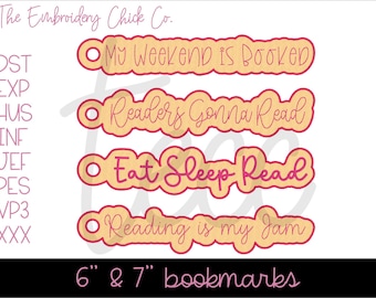 Applique Bookmark Set #1 - 6" & 7"  - In The Hoop ITH Machine Embroidery Design