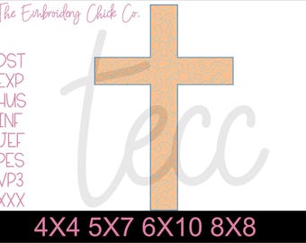 Quilted Cross Embroidery Design: Vintage Border Applique (Digital Download) Bean Stitch Applique