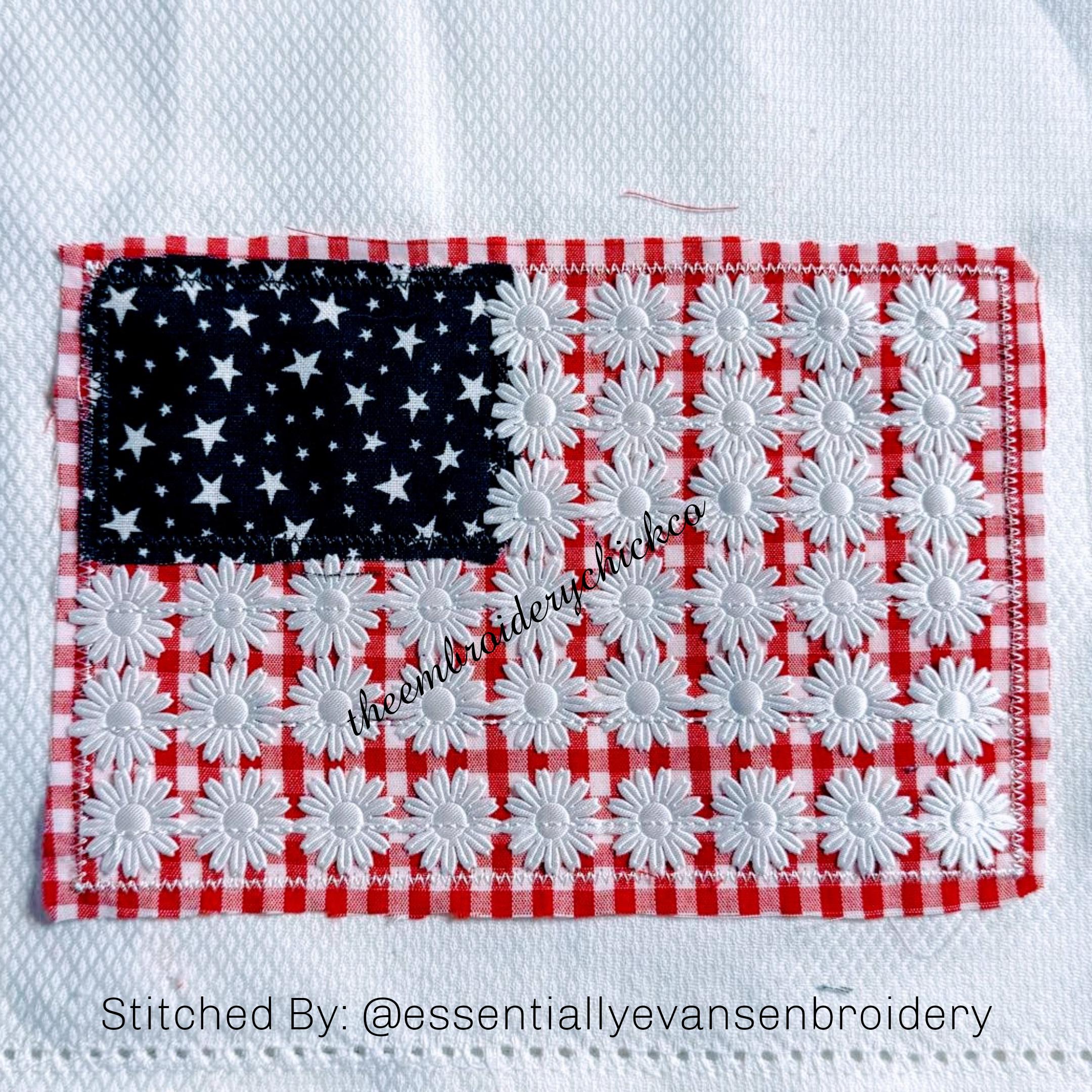 Double Zigzag Applique Flag With Ribbon Placement - Machine Embroidery ...