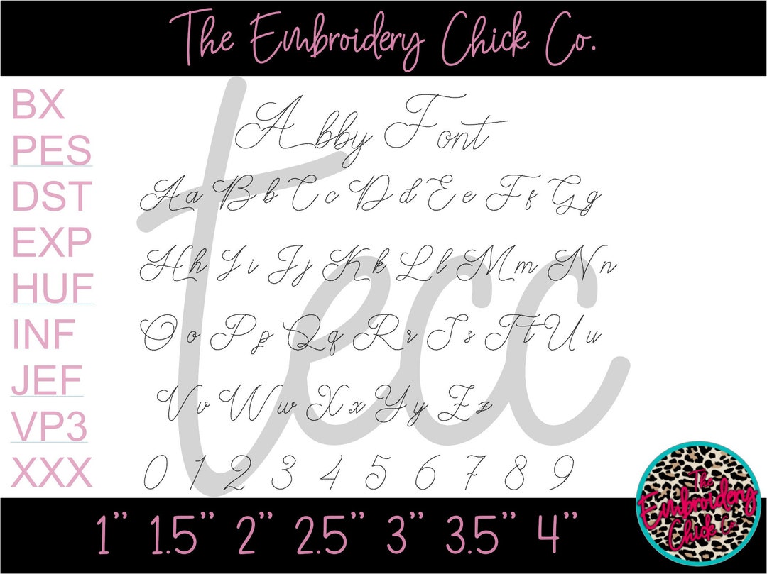 Abby Lettering Abby Vintage Embroidery Font: Running Stitch (BX File)floss Font - Etsy