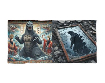 Godzilla Beach Towel: Vintage Retro Monster Japanese Kaiju Decor