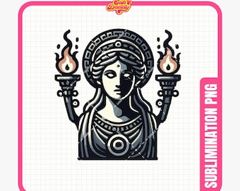 Diosa Hécate Clipart PNG – Descarga digital de brujería de mitología griega, símbolo de la triple luna, arte pagano wiccano de la brujería