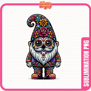 Sugar Skull Gnome PNG, Thanksgiving PNG, Dia De Los Muertos, Hispanic Clipart, Thanksgiving sublimation, Digital Download