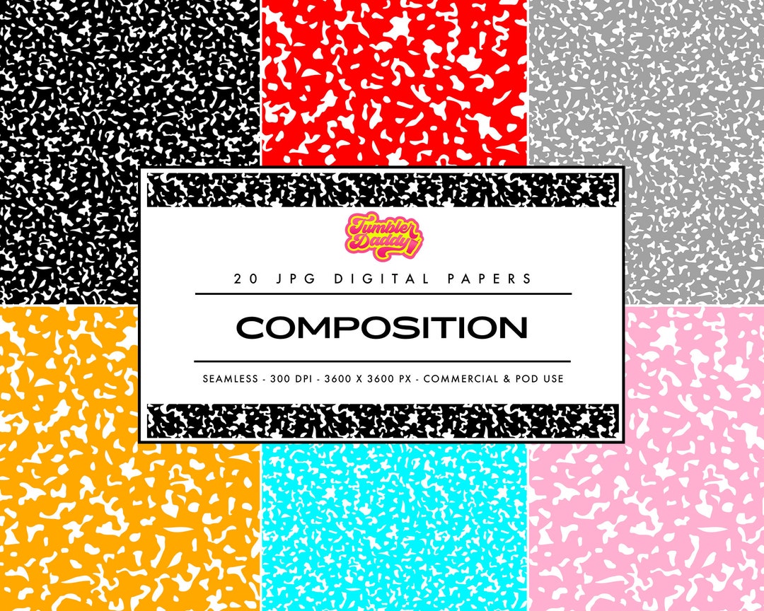 Colored Composition Notebook Paper Digital Paper, Back to School Paper ...