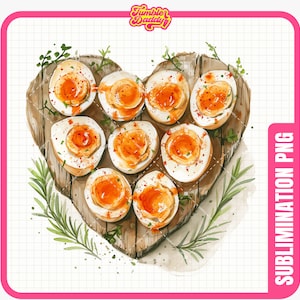 Clipart coeur oeuf à la diable, oeuf à la diable Saint-Valentin Clip Art, Clipart Saint-Valentin, Clipart nourriture Saint-Valentin, clipart aquarelle nourriture Saint-Valentin