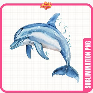 Dauphin PNG, sublimation de dauphin, océan scène PNG, clipart dauphin, dauphin Design, Sea Life PNG, téléchargement numérique.