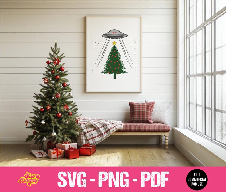 Christmas Alien Spaceship PNG, Cute UFO Holiday Clipart, Christmas ...