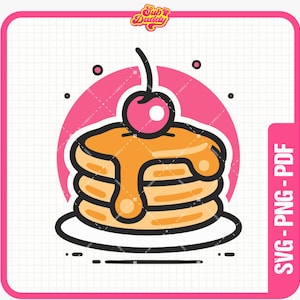 Pancake SVG, Pancake PNG, Pancake Stack Clipart, Breakfast Food Graphics, Breakfast PNG, Pancake with Syrup Cut File - Sublimation Png