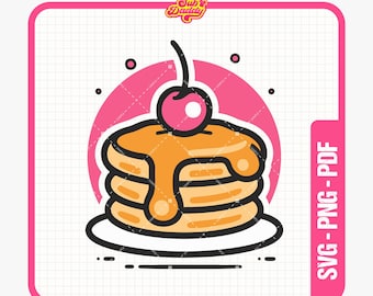 Pancake SVG, Pancake PNG, Pancake Stack Clipart, Breakfast Food Graphics, Breakfast PNG, Pancake with Syrup Cut File - Sublimation Png