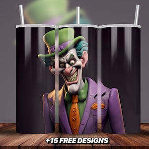 Evil Clown Tumbler PNG, Comic Book Inspired Tumbler Wrap, Why So Serious, Sublimation, Digital Download