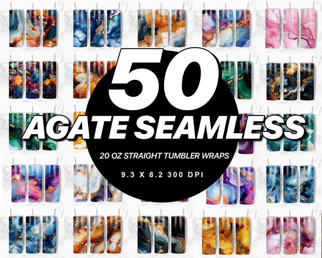 50 Agate Tumbler Wrap Bundle Marble Tumbler Png Sublimation Designs ...