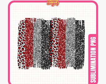 Rojo Plata Negro Brillo y Estampado de Leopardo Pinceladas png, Sublimación de Brillo, Deportes png, Colores del Equipo, Estampado y Corte de Fútbol Leopardo