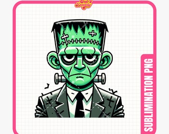 Frankenstein Face PNG, Halloween PNG, Halloween Frankenstein Face, Monster Face PNG, Spooky Sublimation, Monster Clipart