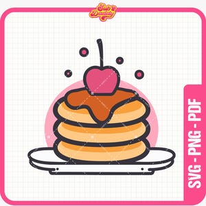 Pancake SVG, Pancake PNG, Pancake Stack Clipart, Breakfast Food Graphics, Breakfast PNG, Pancake with Syrup Cut File - Sublimation Png