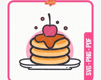 Pancake SVG, Pancake PNG, Pancake Stack Clipart, Breakfast Food Graphics, Breakfast PNG, Pancake with Syrup Cut File - Sublimation Png
