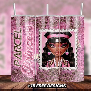 Postangestellter 20 Unze Skinny Tumbler Sublimation Post Life Design für geraden Becher, Postbote Glamouröse Collage PNG-Datei, Digitale PNG