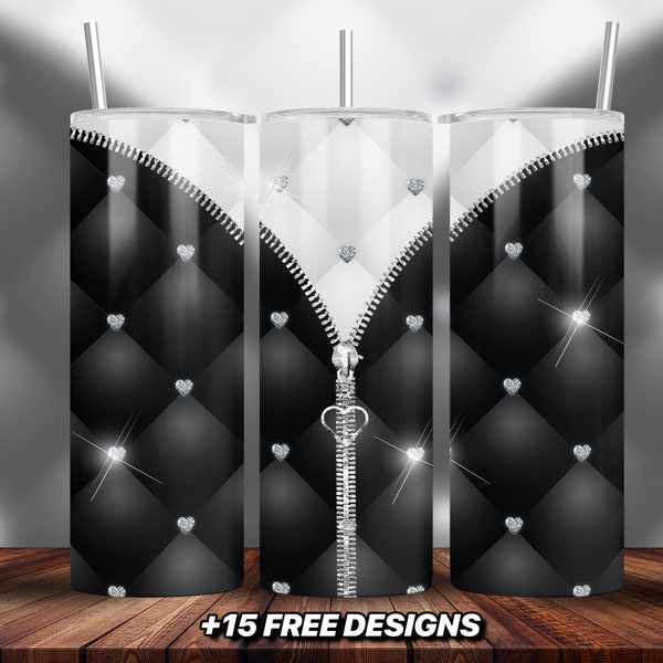 Luxury Tumbler Sublimation Design | Png Instant Download | 20Oz Tumbler Wrap | Black Tuft Pattern | Designer Bag | Heart | 20 Oz Png Digital