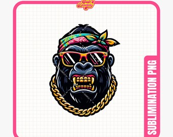 Vacaciones de verano Gorilla PNG / Spring Break Gorilla PNG Diseño / Festival Clipart / Party Clipart / Descarga instantánea / Sublimación