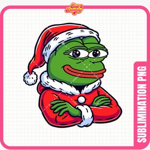 Pepe Santa Claus Meme PNG, Christmas Time Design, vakantie clipart, grappige meme clipart, digitale download
