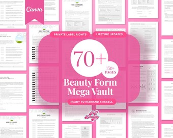 Formularios de belleza Canva de PLR, marketing digital, formularios de belleza, derechos de reventa de PLR, cursos de Instagram, paquete de consulta de belleza, producto digital de PLR