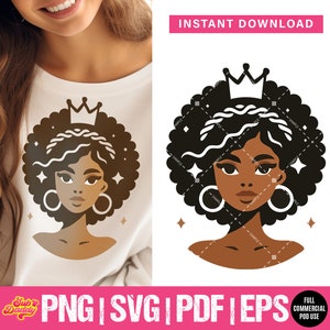 Black woman SVG, Black Girl Magic SVG, Queen, Boss Lady Svg, Black Woman Crown, Afro Lady Woman, Diva, Tshirt, Cut File Cricut, Silhouette