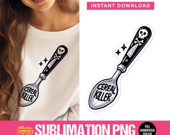 Cereal Killer Png, Cereal Killer Sublimation Png, Funny T-Shirt Png, Digital File, Funny Kids Halloween Png, Crime Fan Png, Crime Junkie Png