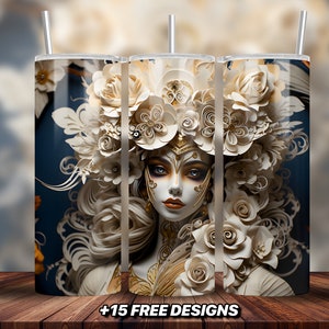 Day of the Dead 20 oz Skinny Tumbler Sublimation Design | Digital Download PNG |  Dia de Los Muertos Inspired Tumbler