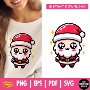 Kawaii Santa svg, Cute Christmas png, Santa Face svg, Christmas svg, Santa Claus svg, Santa Head svg, Funny Santa svg