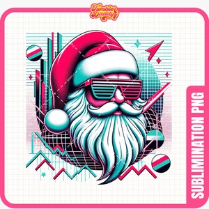 Retro Santa PNG, NewWave Christmas Shirt Digital Design, Christmas Santa PNG, Winter Santa Clipart, Santa Christmas Sublimation