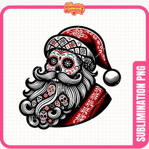 Sugar Skull Santa PNG, Christmas PNG file, Dia De Los Muertos, Hispanic Clipart, Christmas sublimation