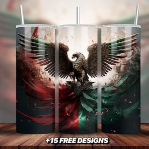 Mexican Patriotic Tumbler Wrap, Mexican Flag Tumbler Wrap, 20oz Sublimation Tumbler, PNG Straight Skinny Tumbler, Mexican Sublimation Design