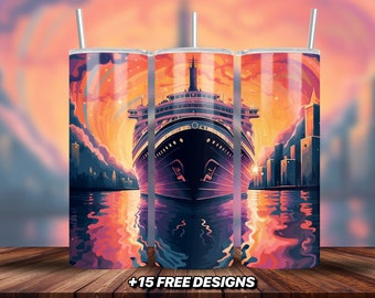 Cruise Tumbler Wrap PNG | Cruise Ship 20oz Tumbler Wrap | Cruise Tumbler File | Cruise Png | Png For Sublimation