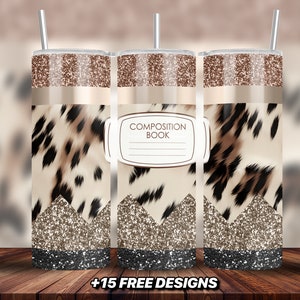 Teacher Sublimation Tumbler Wrap Design, Glitter Pencil Tumbler Design, Composition Notebook Sublimation Wrap Design, School Teacher Wrap