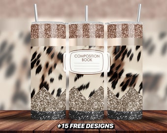 Teacher Sublimation Tumbler Wrap Design, Glitter Pencil Tumbler Design, Composition Notebook Sublimation Wrap Design, School Teacher Wrap