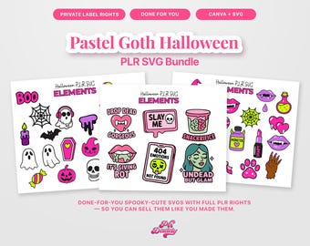 PLR Pastel Goth Halloween Canva SVGs Marketing digital PLR Derechos de reventa Halloween SVG PLR Producto digital PLR Svgs espeluznantes PNG Clipart