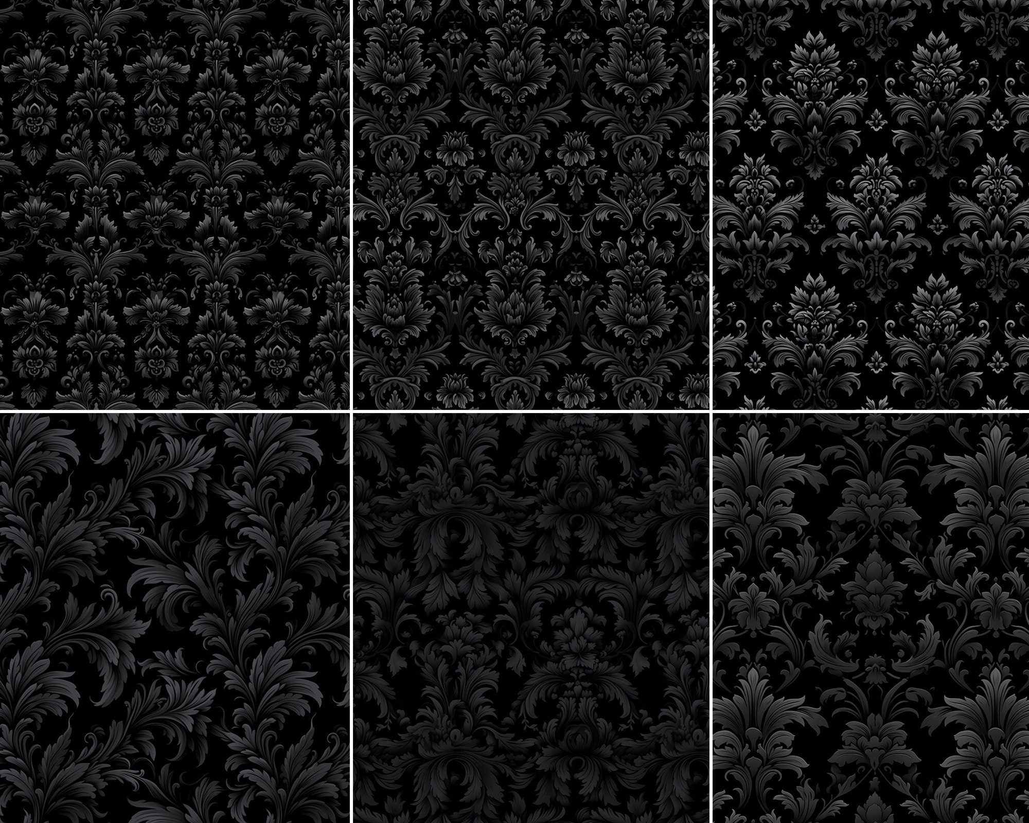 Black Damask | Seamless Black Damask Papers | Commercial Use ...
