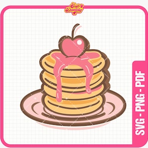 Pancake SVG, Pancake PNG, Pancake Stack Clipart, Breakfast Food Graphics, Breakfast PNG, Pancake with Syrup Cut File - Sublimation Png