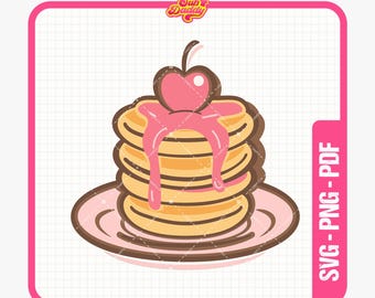 Pancake SVG, Pancake PNG, Pancake Stack Clipart, Breakfast Food Graphics, Breakfast PNG, Pancake with Syrup Cut File - Sublimation Png