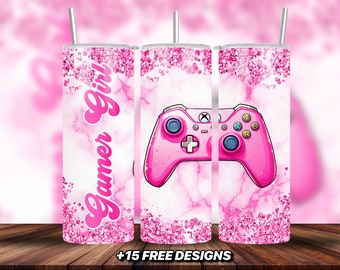 Diseños de sublimación de Gamer Tumbler Descargar Png / Gamer Girl Tumbler Wrap / Diseño de sublimación Descarga digital / Gamer Tumbler Wrap