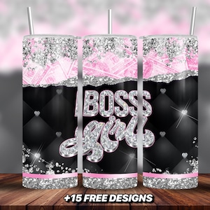 Boss Girl Tumbler Wrap | Inspirierendes Geschenk | Girl Boss Becher Design | Boss Girl Becher Design | 20 Unze Skinny Tumbler Png | Boss Babes