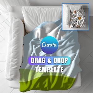 Smart Blanket Mockup Canva Blanket Mockup Drag & Drop Blanket Mockup Fleece Blanket Mockup Boho Blanket Mock up Sherpa Blanket + TUTORIAL