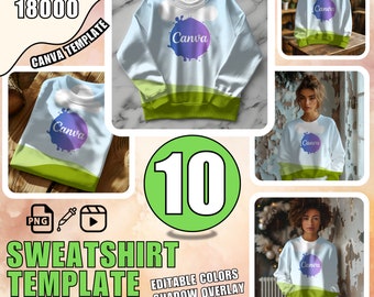 Gildan 18000 Sweatshirt Mockup Bundle: Canva Template + Tutorial